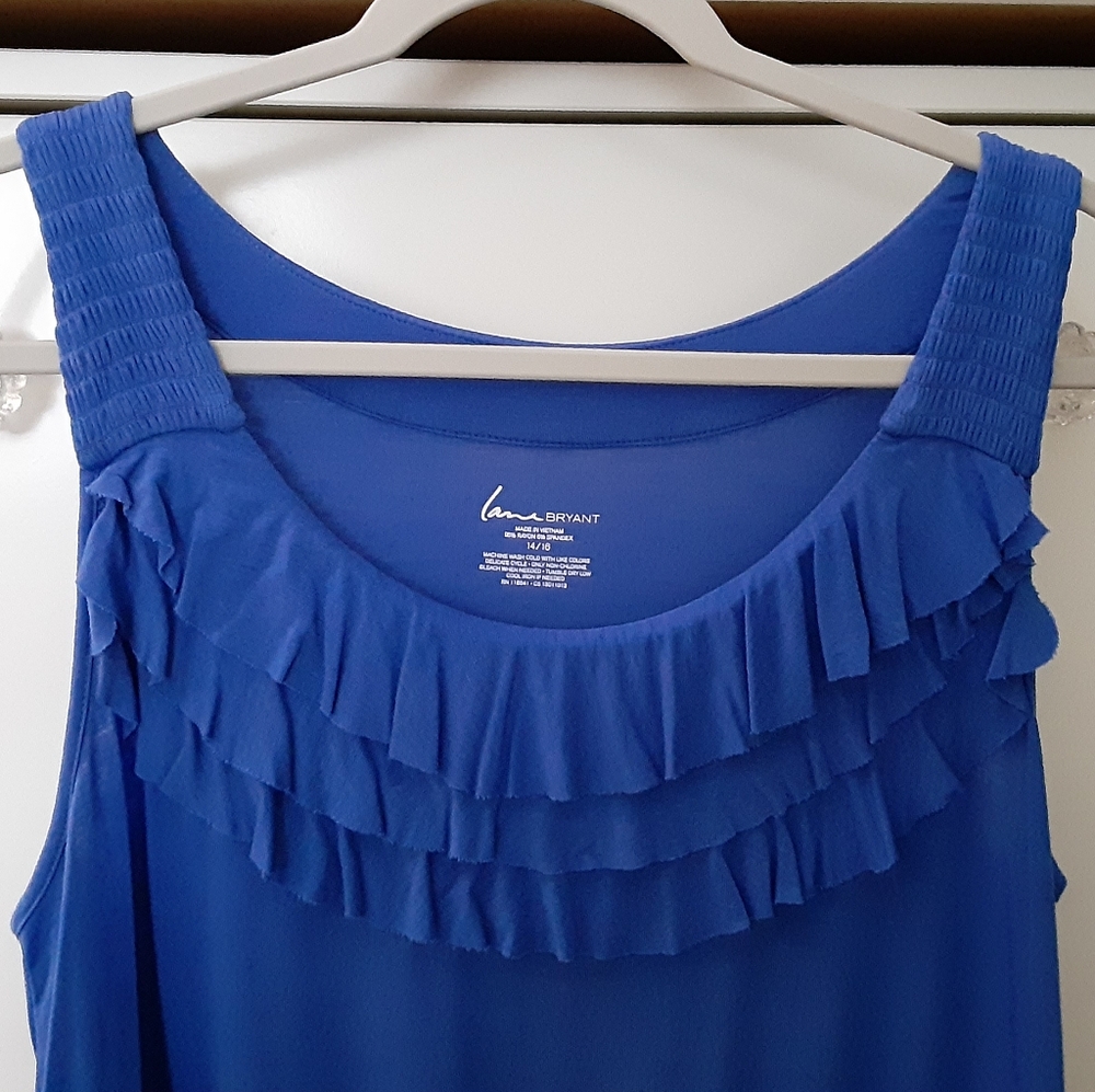 Lane Bryant Blue Ruffle Tank - Picture 2 of 4